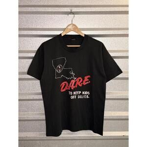 Vintage 90s D.A.R.E. Black Tee - To Keep Kids Off Drugs Single Stitch Large